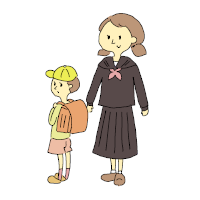 小学生と中学生のイラスト