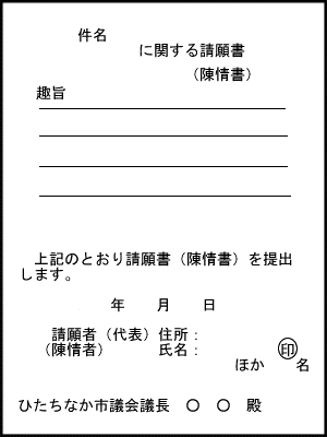 見本図:請願書陳情書本文