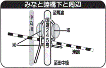 地図：国道245号線みなと陸橋下周辺