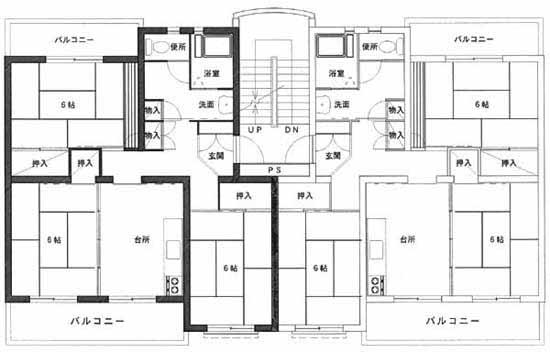 高場第1アパート1号棟の間取り図