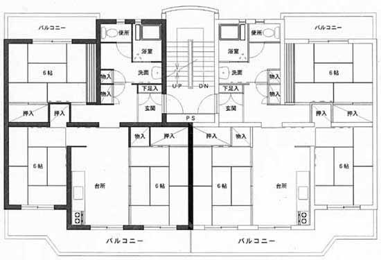 高場第1アパート2号棟・3号棟・5号棟の間取り図