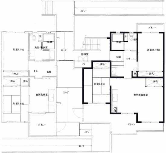 市毛第1アパート4号棟車椅子対応（右）の間取り図