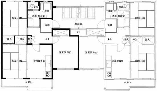 市毛第1アパート1号棟から3号棟の間取り図