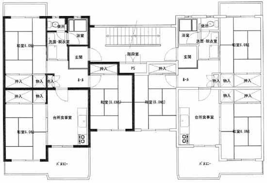 市毛第1アパート4号棟の間取り図