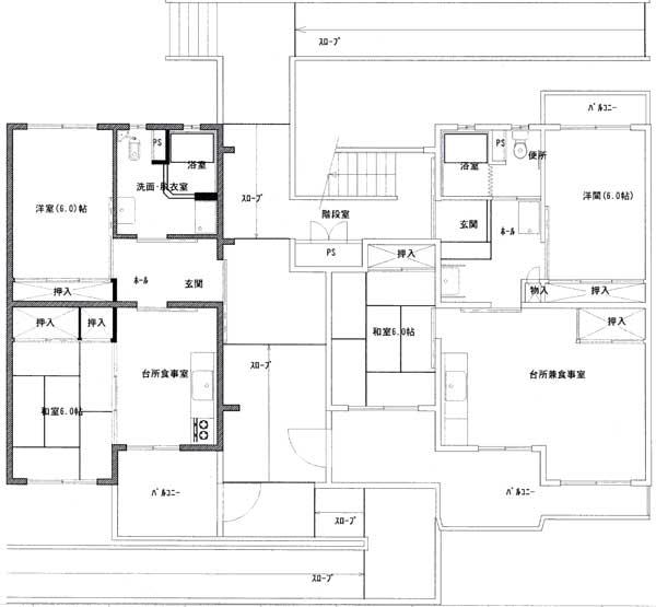 市毛第1アパート4号棟車椅子対応（左）の間取り図