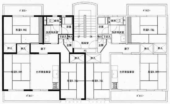 深谷津第1アパート2号棟の間取り図