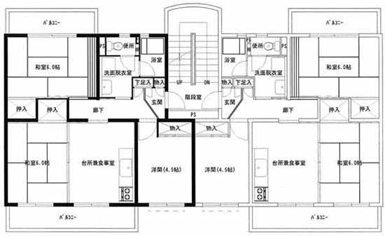 西大島アパート2号棟の間取り図