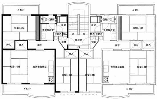 西大島アパート1号棟の間取り図