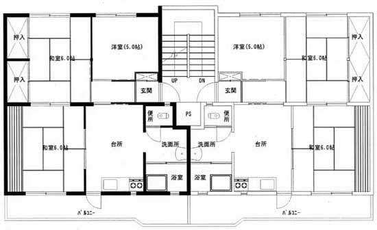 第一田宮原住宅4・5号棟の間取り図