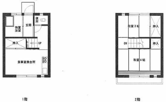 第二ひばりヶ丘1号室から24号室、51号室から56号棟の間取り図