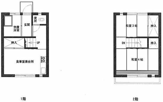 第二ひばりヶ丘25号室から50号室、57号室から62号棟の間取り図