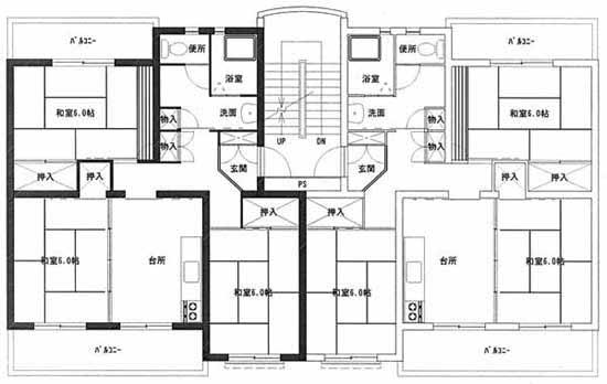 第二田宮原住宅4号棟の間取り図