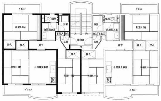 東大島アパート1号棟の間取り図