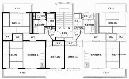 東大島アパート2号棟・3号棟・4号棟の間取り図