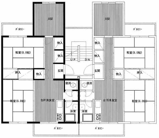 東中根アパートF1から3号棟の間取り図