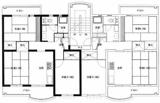 東塚原住宅4号棟の間取り図