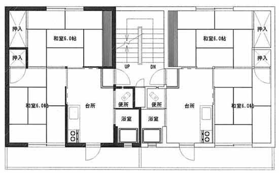 東塚原住宅1号棟（南側10戸）、2号棟の間取り図