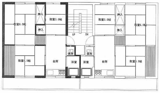 東塚原住宅1号棟（北側10戸）、3号棟の間取り図