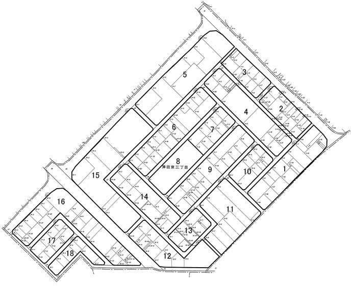 津田東3丁目地番図