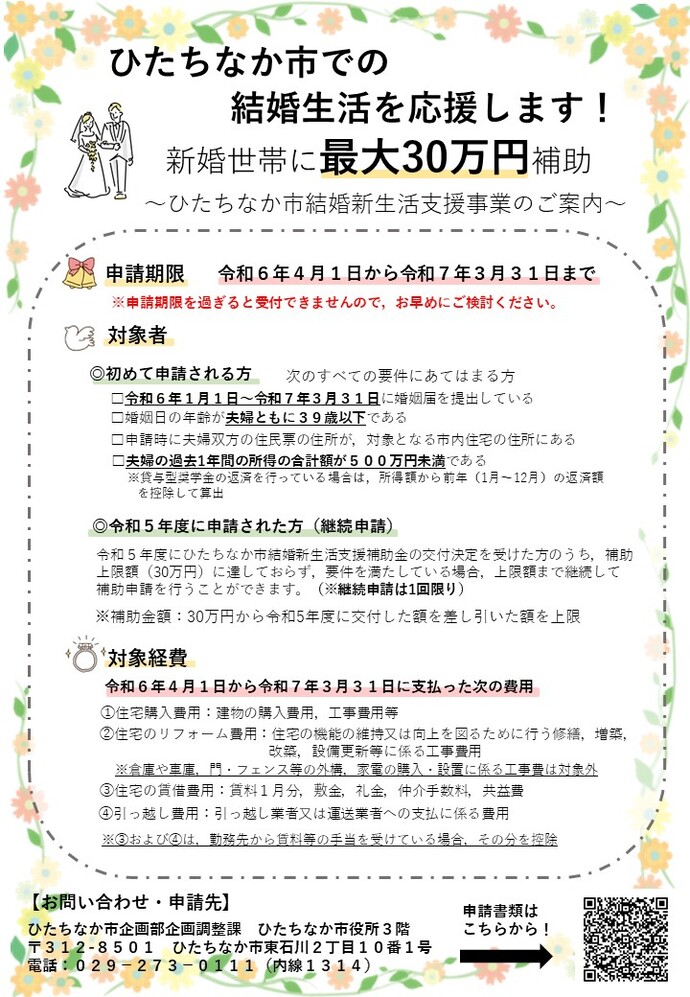 令和5年度結婚新生活支援補助金チラシ