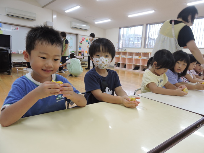 写真 トウモロコシ試食の様子