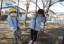 写真 総合遊具に挑戦する園児