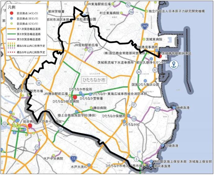 ひたちなか市内の占用制限区域図