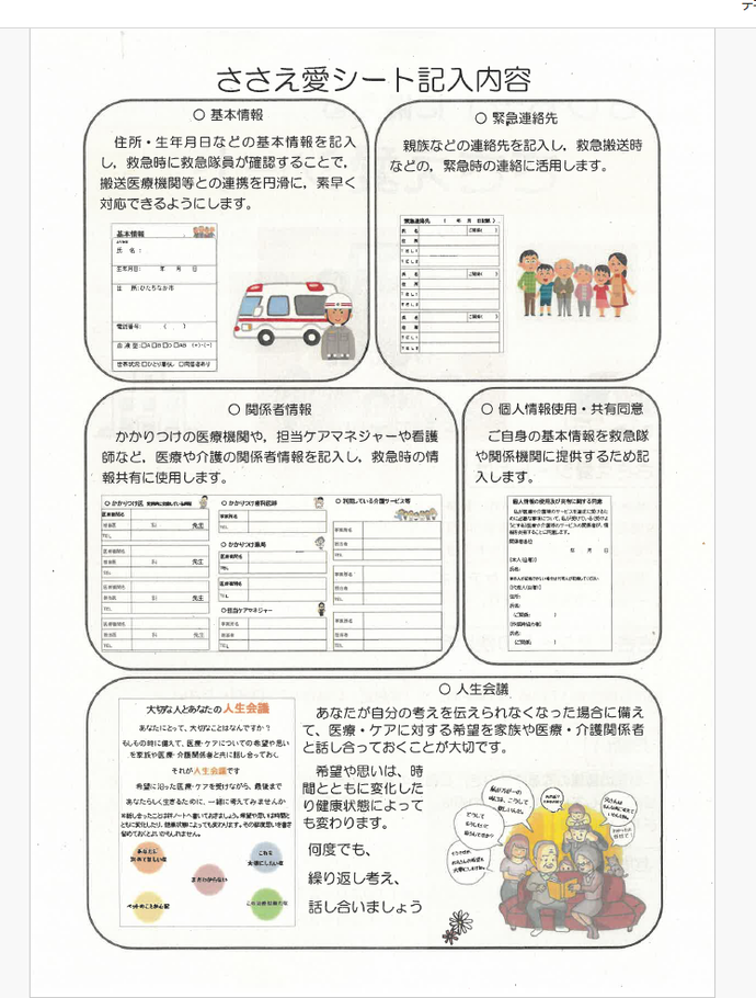 ささえ愛シート記入内容